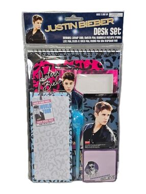 Vtg Y2k Justin Bieber Stationary Desk Set Frame Memo Notepad Locker Office Pen